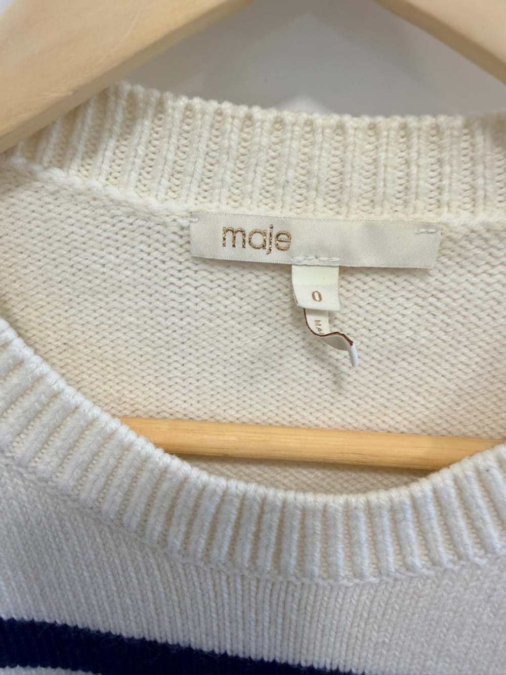 Maje Wool Blend Blue and White 'Shine with me' Women's Sweater - Picture 4 of 7